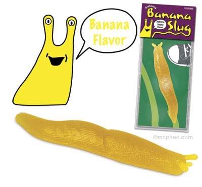 Banana flavored gummy slugs