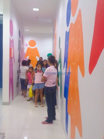 Painted walls leading to the restrooms Cute walls leading to the restrooms