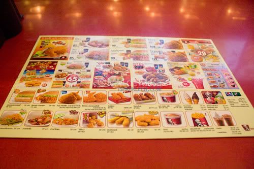 KFC menu in Thailand KFC menu in Thailand