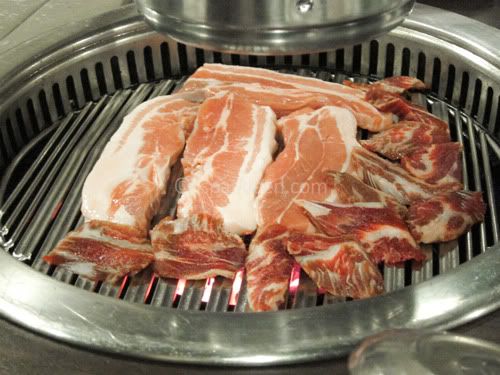 Pork belly, beef ribs on the grill Pork belly, beef ribs on the grill