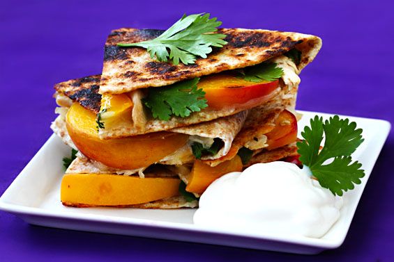 Peach lunch recipes: Peach, Chicken and Jack Cheese Quesadilla Peach lunch recipes: Peach, Chicken and Jack Cheese Quesadilla