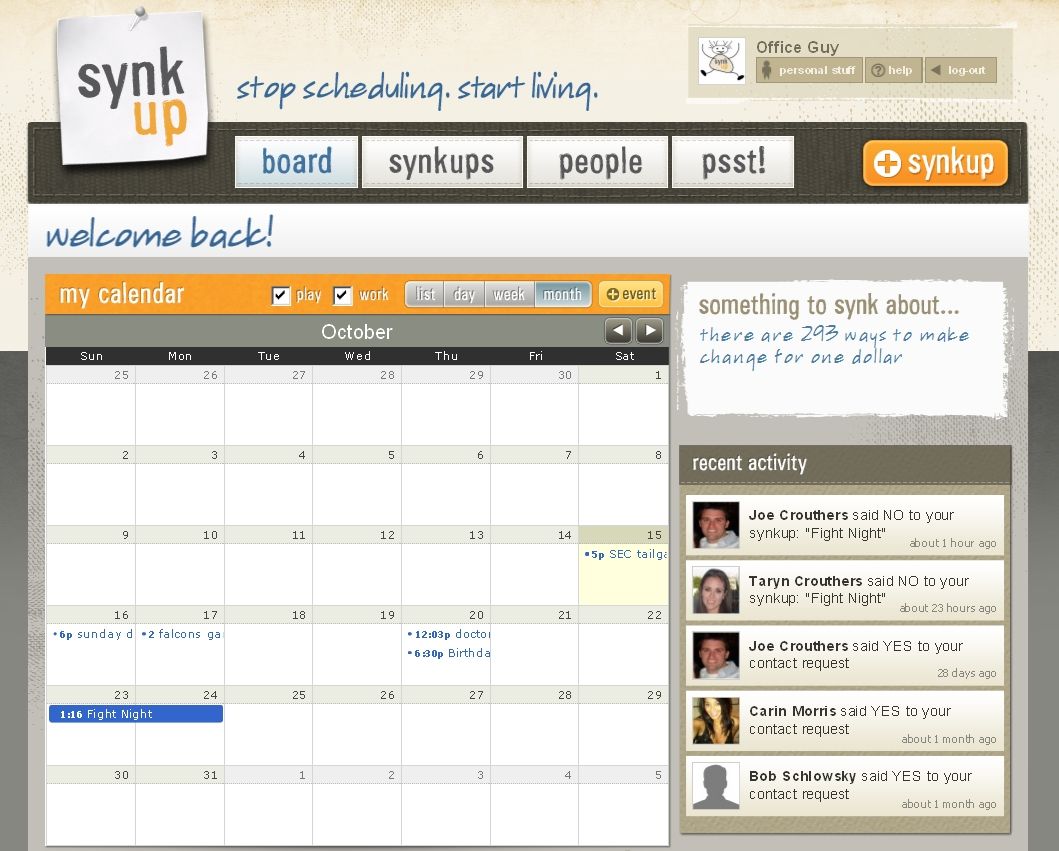 Schedule social events simply with Synkup Schedule social events simply with Synkup