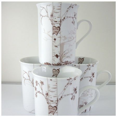 Heart carved in tree mugs Heart carved in tree mugs