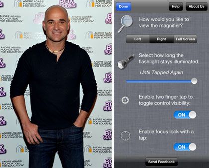 Andre Agassi loves Over 40 Flashlight and Magnifier App Andre Agassi loves Over 40 Flashlight and Magnifier App