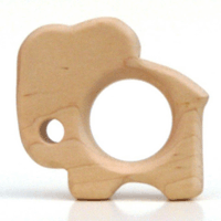 wooden elephant baby teether