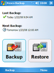 Resco Backup v1.20 - Chương trình sao lưu dữ liệu cập nhập 23/04/2008