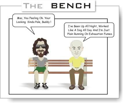 The Bench Cartoon, exhaustion fumes strip