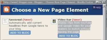 new blogger options, newsreel and video bar