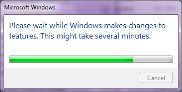 Turn Windows features On or Off Confirmation