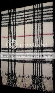 New 100% Cashmere Scarf Wrap Camel Check Beige Plaid  