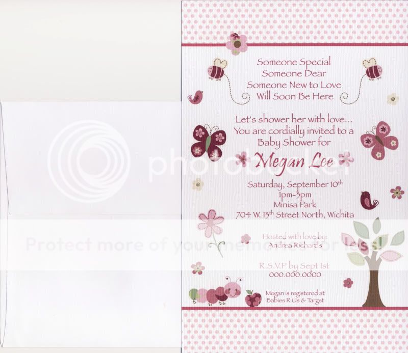   Me Grow Pink Girl Baby Shower Invitations   Butterfly Tree Bird  