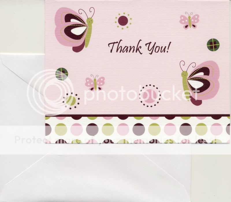   Swirl Butterfly Baby Shower Folded Thank You Cards Blank In  