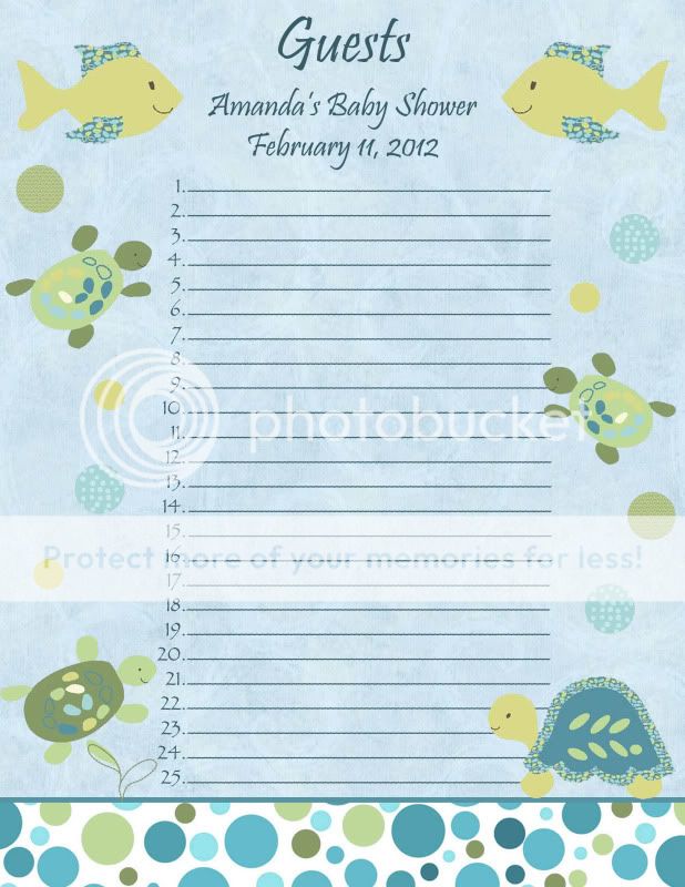   Turtle Reef Baby Shower Guest List   Fish, Boy, Ocean, Blue  