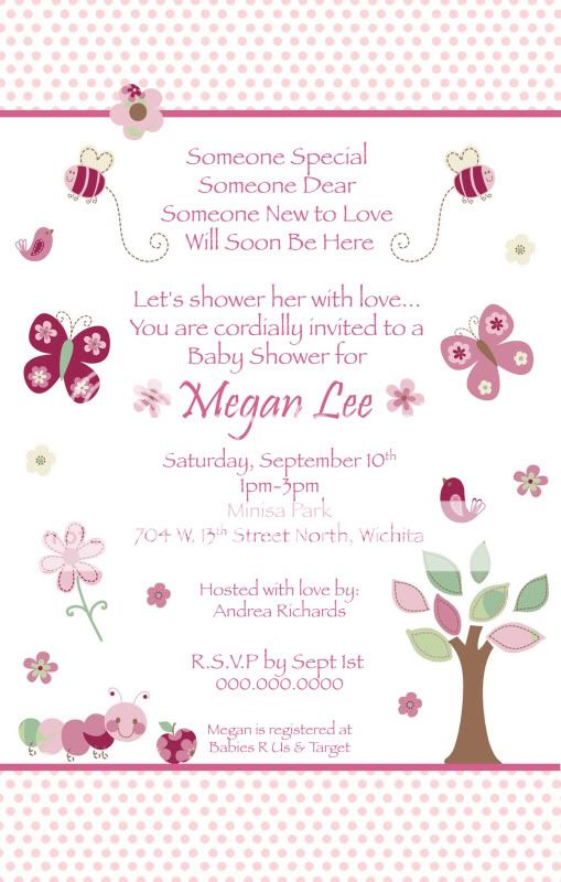 Watch Me Grow Pink Girl Baby Shower Invitations   YOU PRINT  Butterfly 