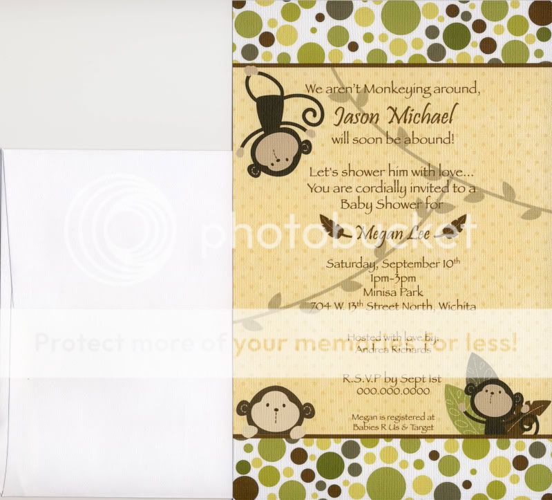 24 Printed Carters Monkey Bars Cute Baby Shower Invitation   Neutral 