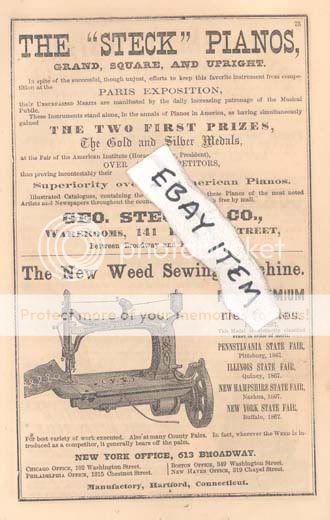 1868 AD WEED SEWING MACHINE LIBERTY BELL GEO WOODWARD  