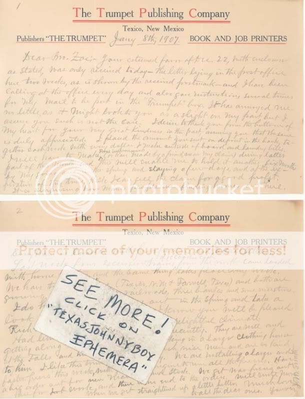 1907 TEXICO NEW MEXICO THE TRUMPET PUBLISHING PRINTING  