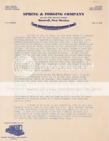 LETTERHEAD 1935 ROSWELL NEW MEXICO H R ANDREW CARL BIRD  