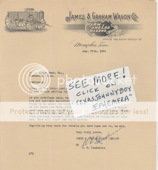 1925 Letter Memphis Tennessee James Graham We Henderson