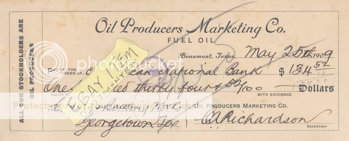 1909 OIL FUEL MARKETING BEAUMONT TEXAS C A RICHARDSON  