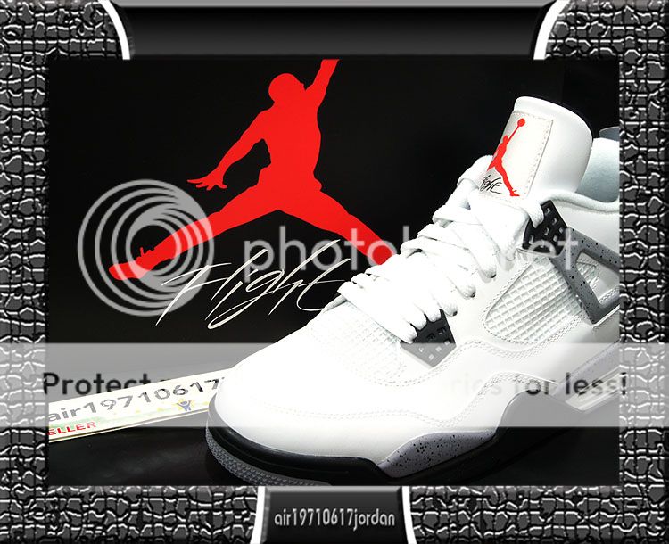 2012 Nike Air Jordan 4 IV Retro White Black Cement Grey US 8~13 Noir 1 