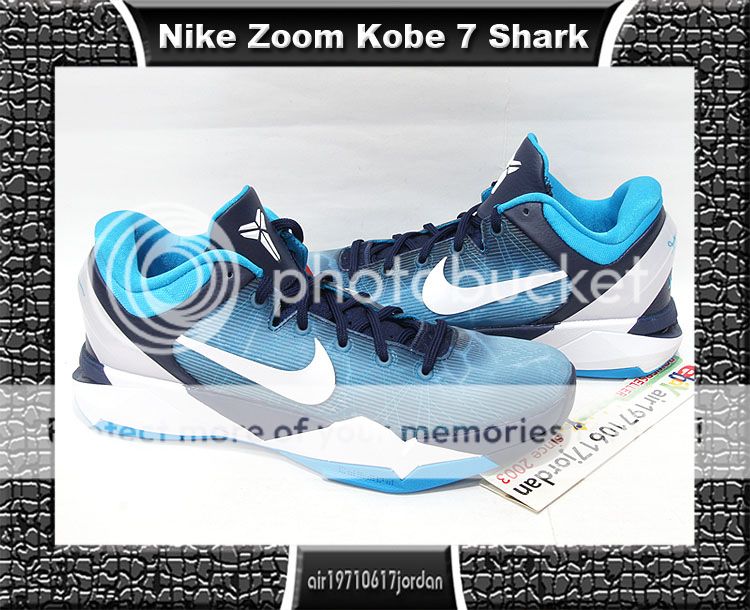 2012 Nike Zoom Kobe VII 7 X White Shark Obsidian Blue Black Gradient 