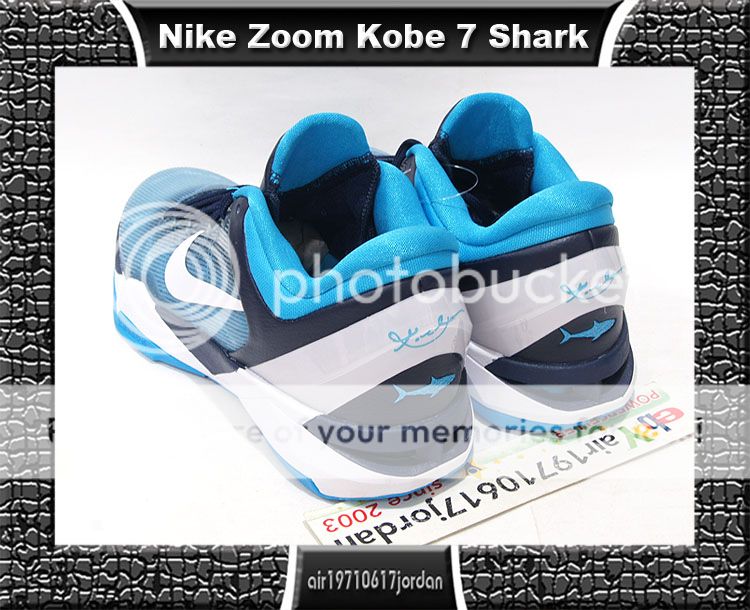 2012 Nike Zoom Kobe VII 7 X White Shark Obsidian Blue Black Gradient 