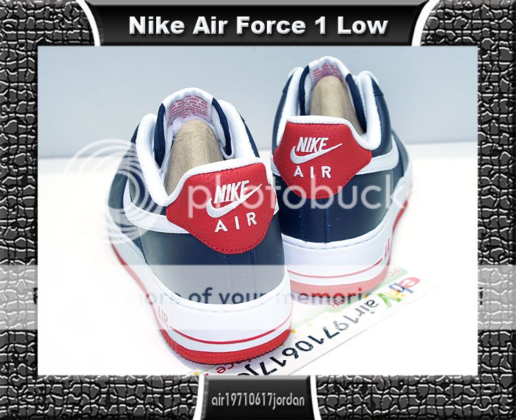 2010 Nike Air Force 1 Low Obsidian Blue White Sport Red Noir US 8~11.5 