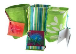 Reusable gift bags in cotton fabric