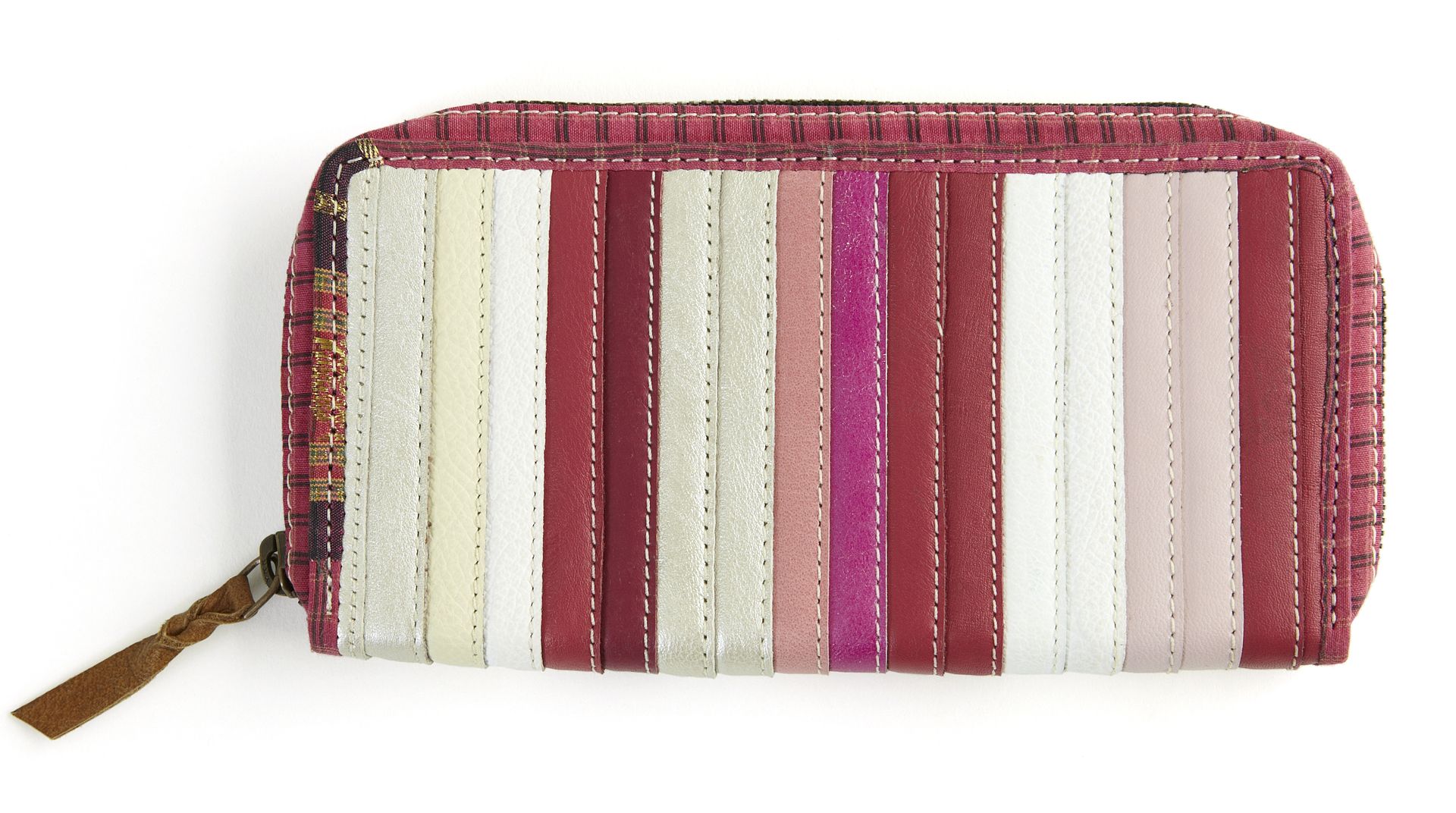 pink leather wallet handmade in India