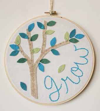 Grow embroidered art hoop at Cool Mom Picks