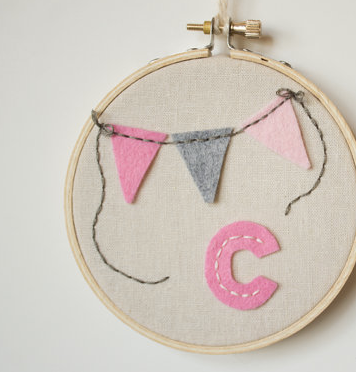 Initial embroidery art at Cool Mom Picks