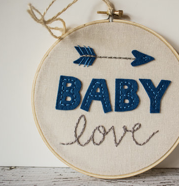 Baby Love embroidery art at Cool Mom Picks
