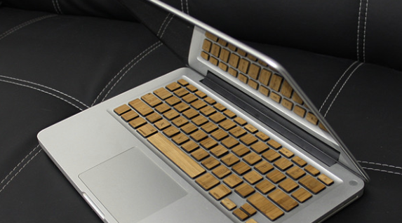 Wood laptop keyboard at Cool Mom Tech
