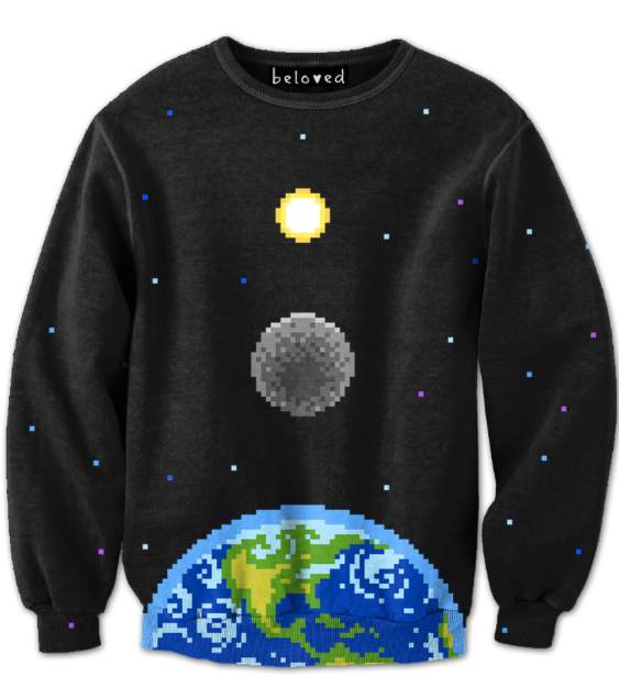 Pixelated space sweatshirt at Cool Mom Picks