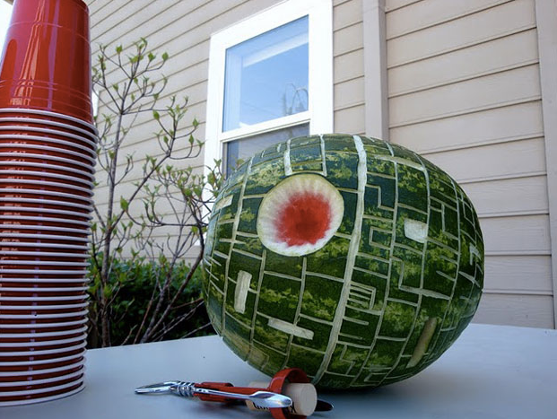 Star Wars party ideas - carve a Death Star watermelon