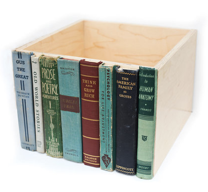 Upcycled book storage bin | Abel and Baker
