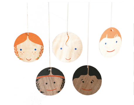 Handpainted faces baby mobile