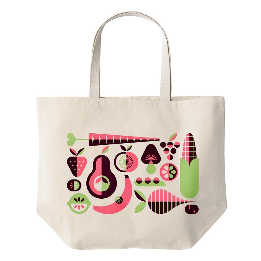 Olive and Myrtle Recycled Cotton Tote Bag: Fruits & Veggies