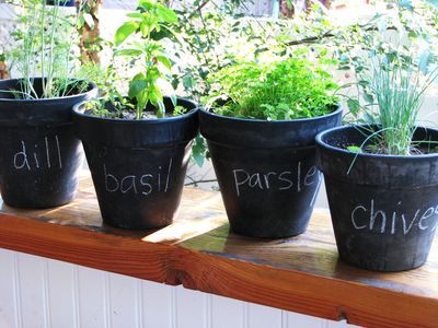 Chalkboard kitchen herb planters