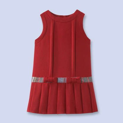 Kids' holiday clothes at Jacadi: red flannel dress