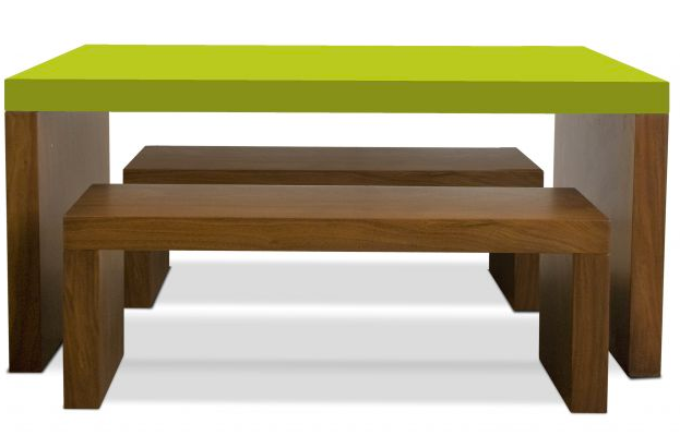 Modern kids' table and bench set