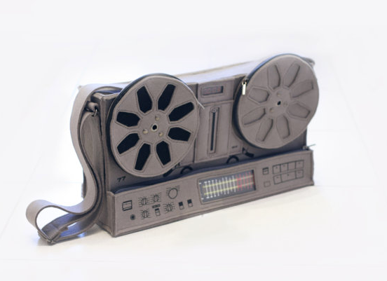 Reel-to-reel audio tape player felt handbag | krukrustudio