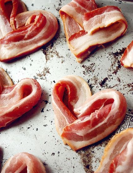 Valentine's Day breakfast: heart-shaped bacon