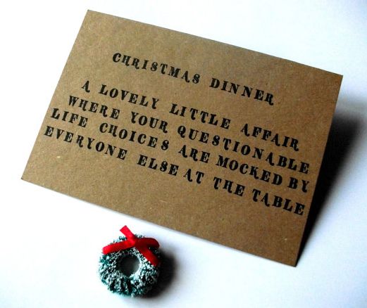 Funny Holiday Card: Christmas Dinner Mocking