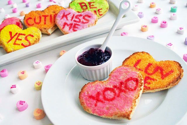 Valentine's Day breakfast: conversation heart toast