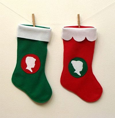 Custom Silhouette Felt Christmas Stockings
