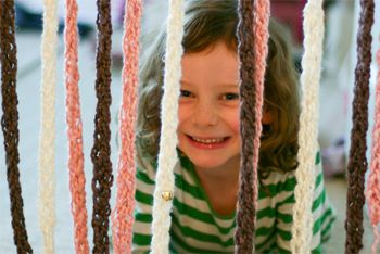 DIY Holiday Gifts Kids Can Make: Finger Knit Door Curtain with Bells