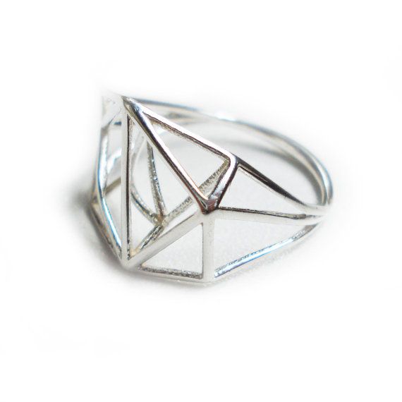 Geometric sterling silver ring