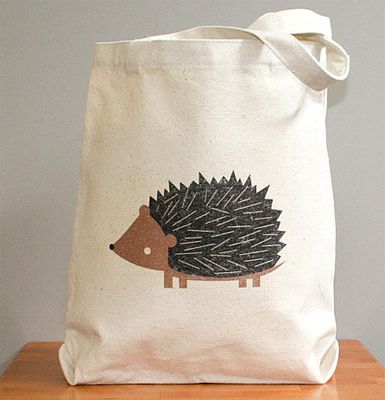 Hedgehog Canvas Tote | Square Paisley Design
